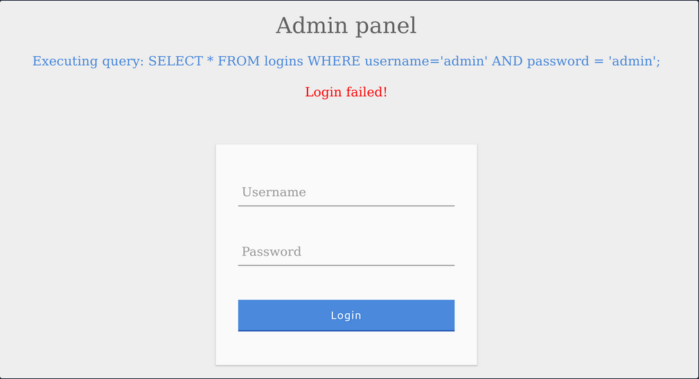 Login failed