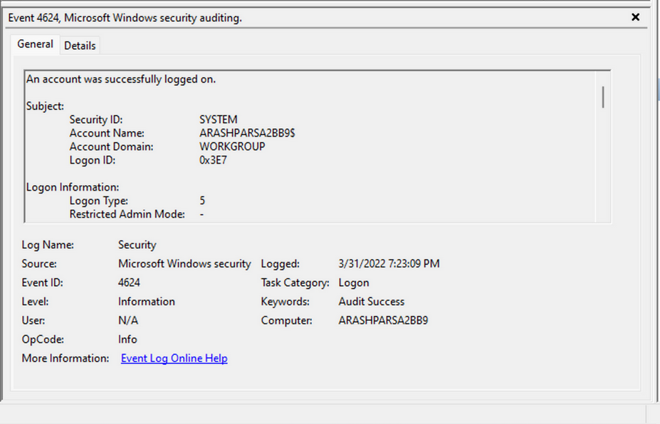 windows event logs 8